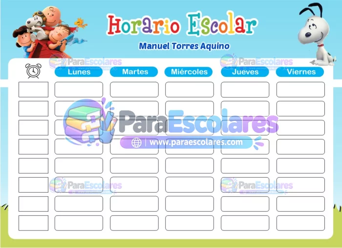 Snoopy Friends Horario Escolar